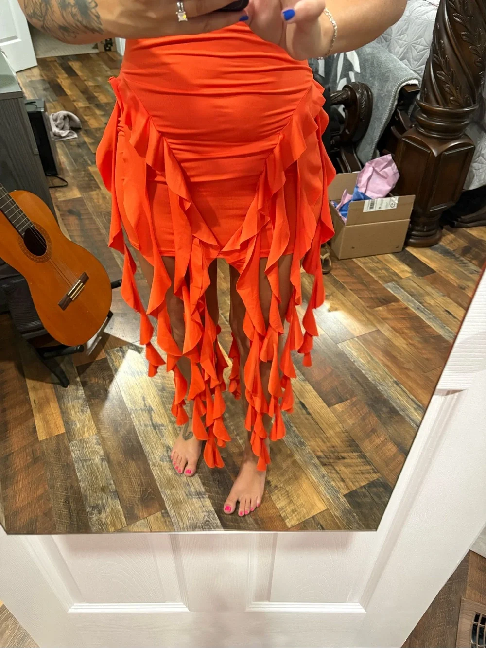 Orange Ruffle Fringe Sundress - Picture 2 of 4